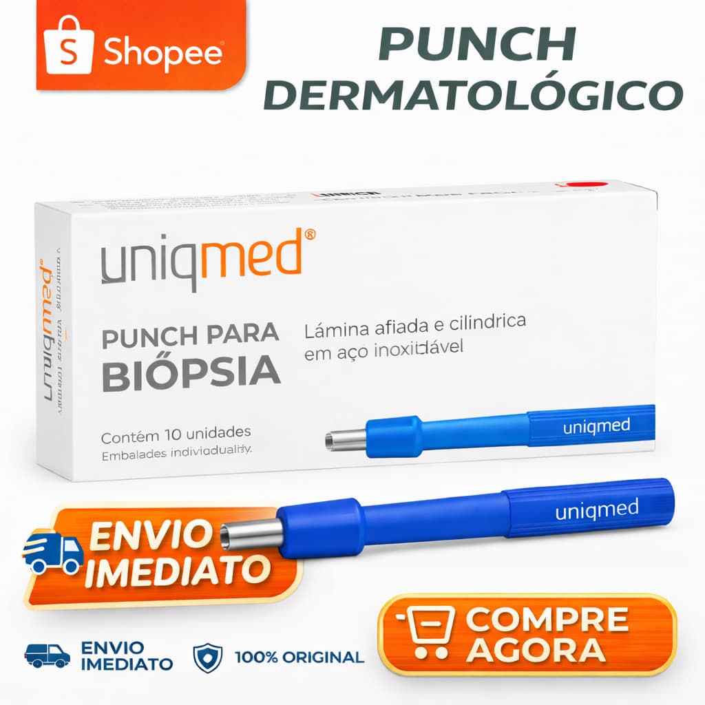 Punch Dermatológico Estéril p/ biopsia E Microdermal Piercings - Uniqmed - Cx Com10