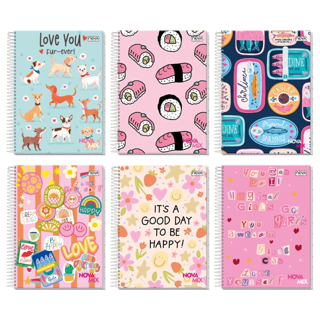 Kit 6/8/10/12 Cadernos Universitários Capa Dura 1 Matérias Estampas 80 Fls Capas Aleatórias Escolar Leves Diversos