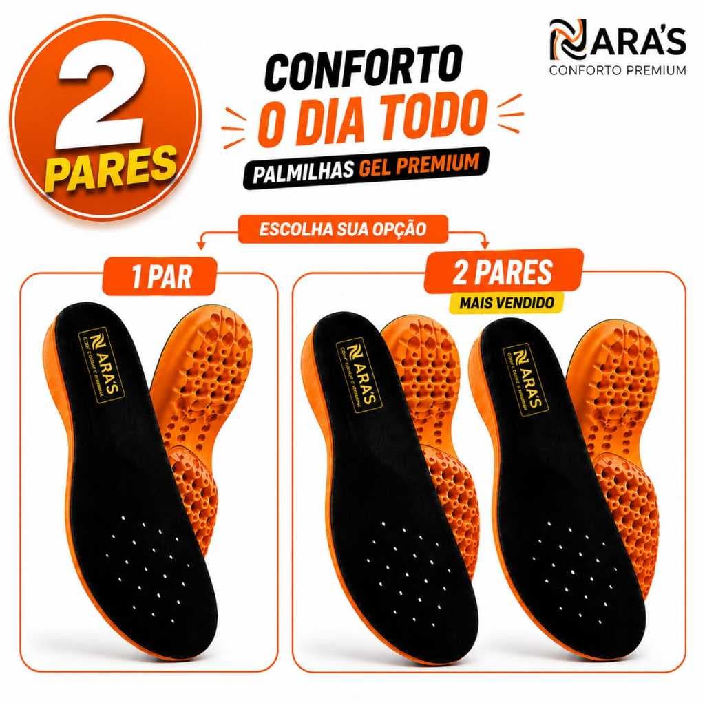 Palmilha  Gel Anatômica Ortopédica Nara´s Anti-Impacto Trekking Trabalho Pesado Bota Botina Tênis