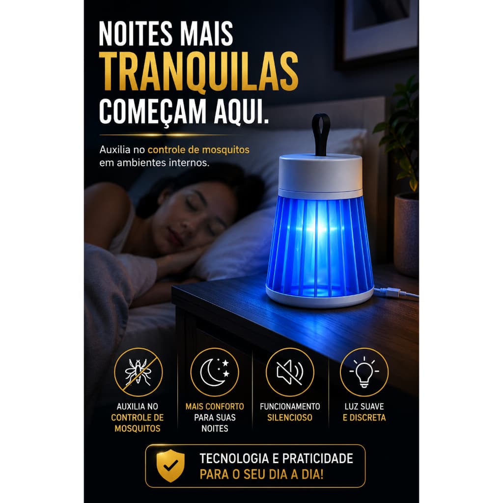 Luminária Mata Mosquito USB Portátil Elétrica Anti Insetos Luz UV Repelente Para Pernilongo Dengue