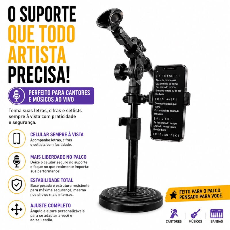 Suporte De Celular Para o seu Pedestal Musical