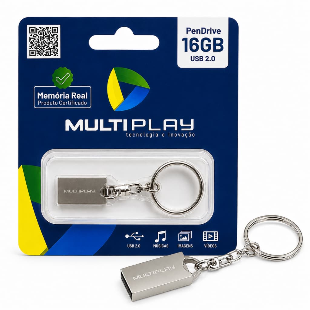 Pen drive 16gb - Mult play USB 2.0 PRATA
