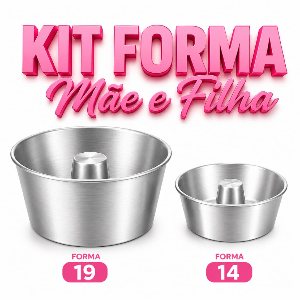 KIT COM DUAS FORMAS ALUMINIO FORMA 14 + FORMA 19 MÃE E FILHA