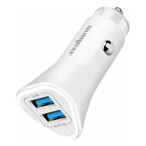 Carregador Veicular Sumerx Turbo 3.4A com Cabo Tipo-C | Carregamento Rápido | 2 Portas USB