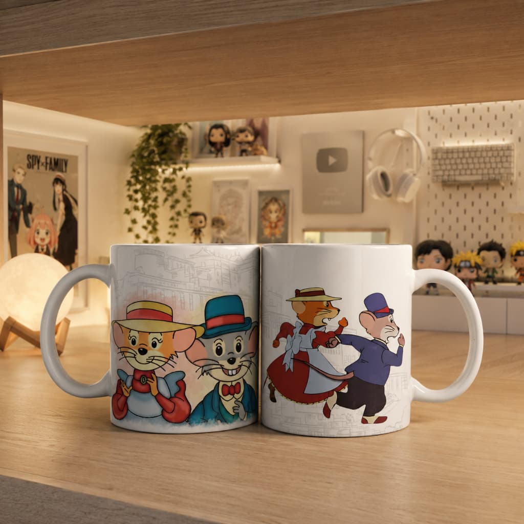 Caneca personalizada Camundongos Aventureiros Clássica+chaveiro, presente criativo geek fofo, pronta entrega
