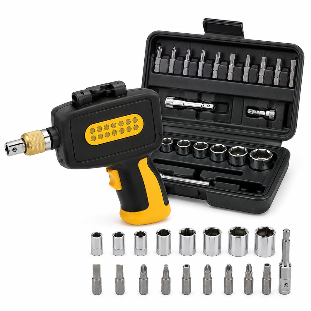 Kit Chave Catraca 1/4 Com 15 Peças Soquetes Bits E Estojo