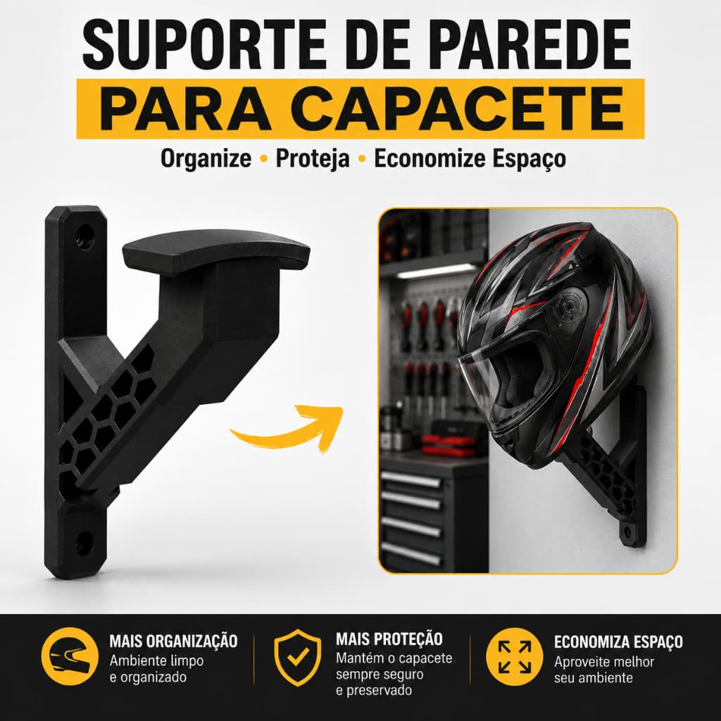 Suporte para Capacete de Moto Parede Resistente
