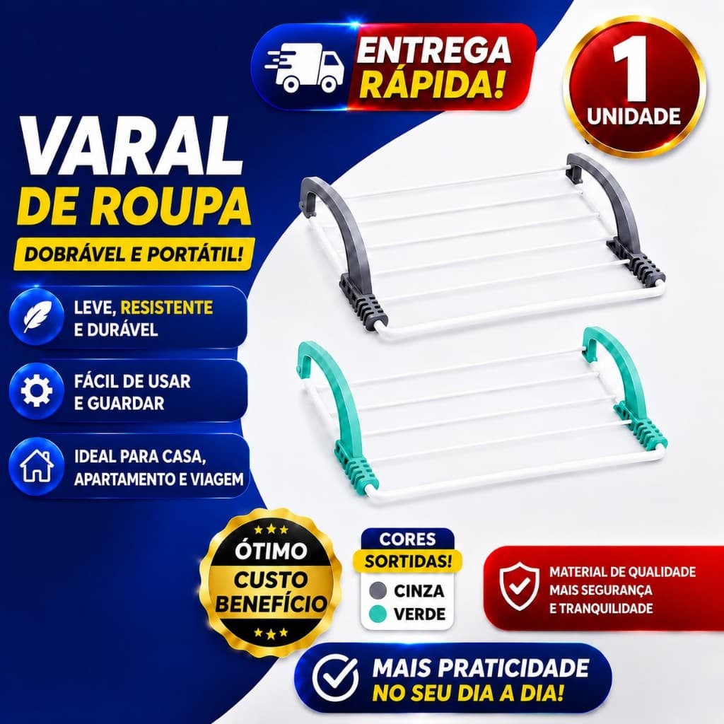 Varal Portátil Apartamento sacada secador de Roupas Tênis prático e retrátil para janela cor sortida