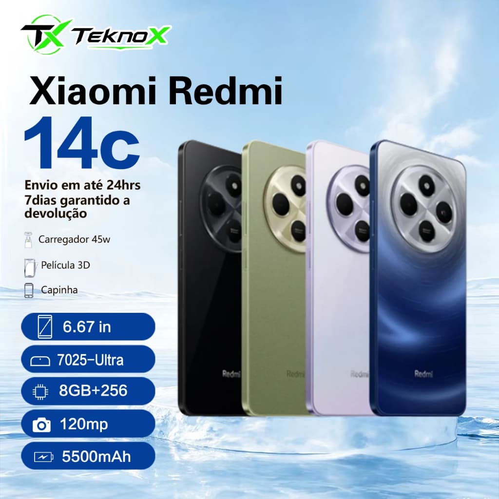 Smartphone Celular Xiaomi Redmi 14c 256gb  8gb RAM 128gb 4gb Dual Sim 50MP Global 14 c Lançamento