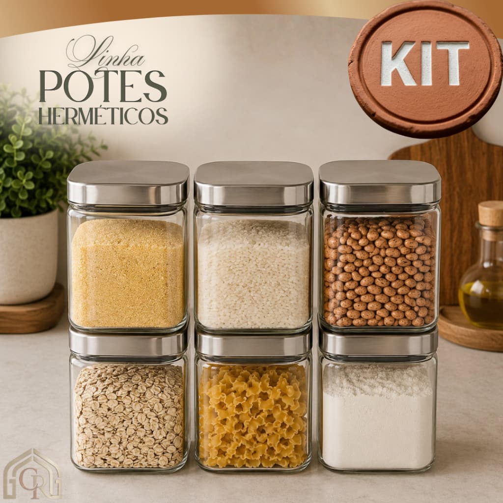 Kit 1/2/4/6 Potes 700ml Herméticos Quadrado Vidro Tampa Inox Vedação Segurança