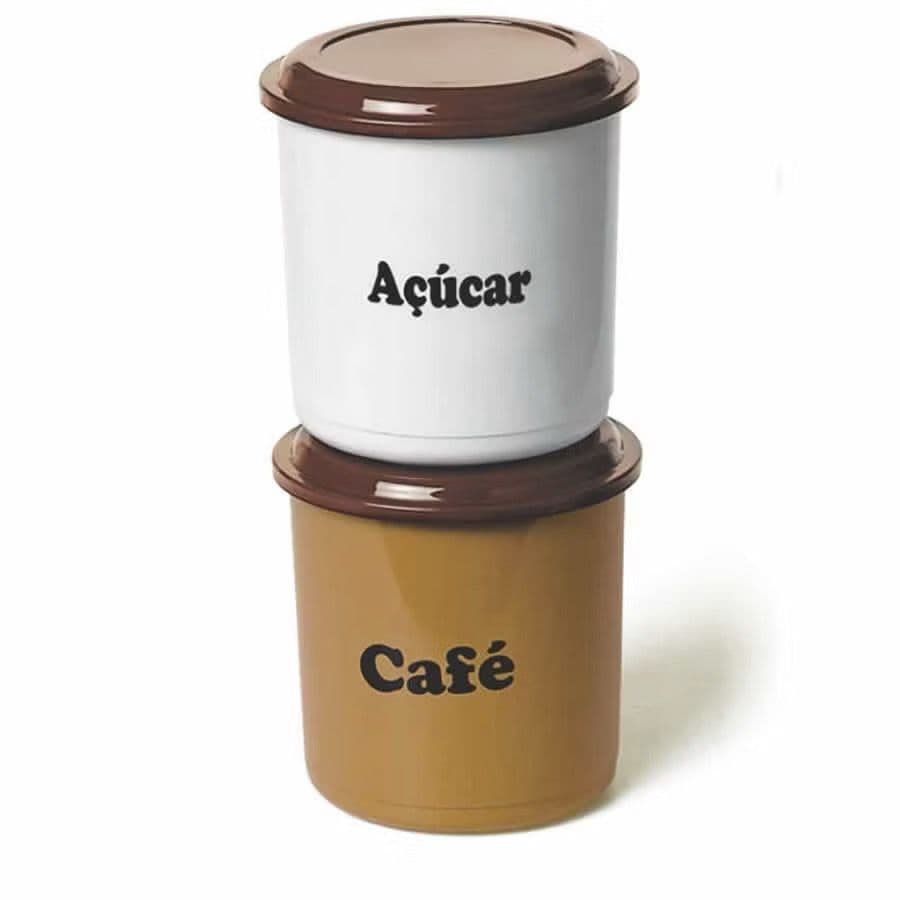 Conjunto De Potes Porta Mantimentos Café e Açúcar 1,3L