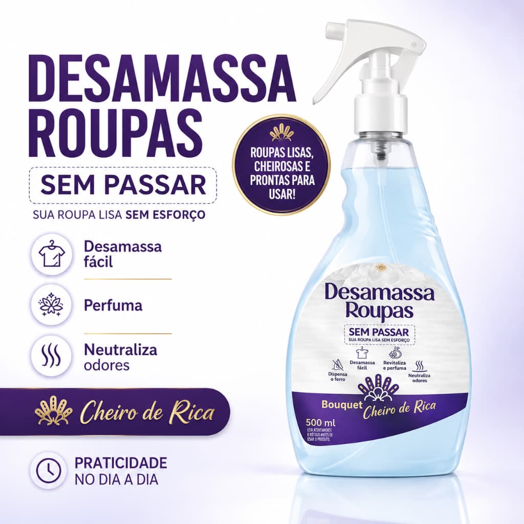 Spray Desamassa Fácil Provita 500ml Sem Passar Neutraliza Odores Perfuma Tecidos