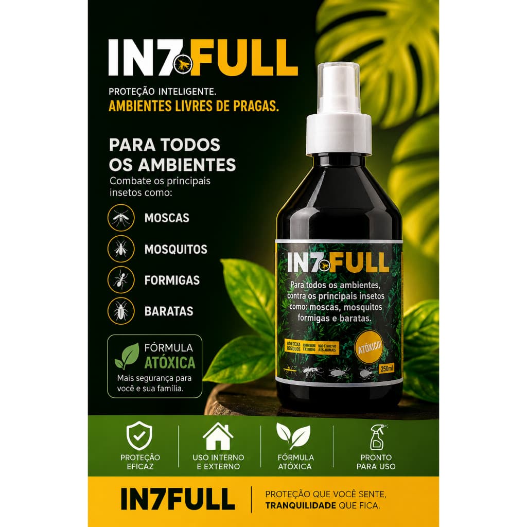 In7 Multi - Inseticida Para Insetos Pragas Parasitas e Fungos Composto Por Insumos Naturais à Base De Água Atóxico 500ML