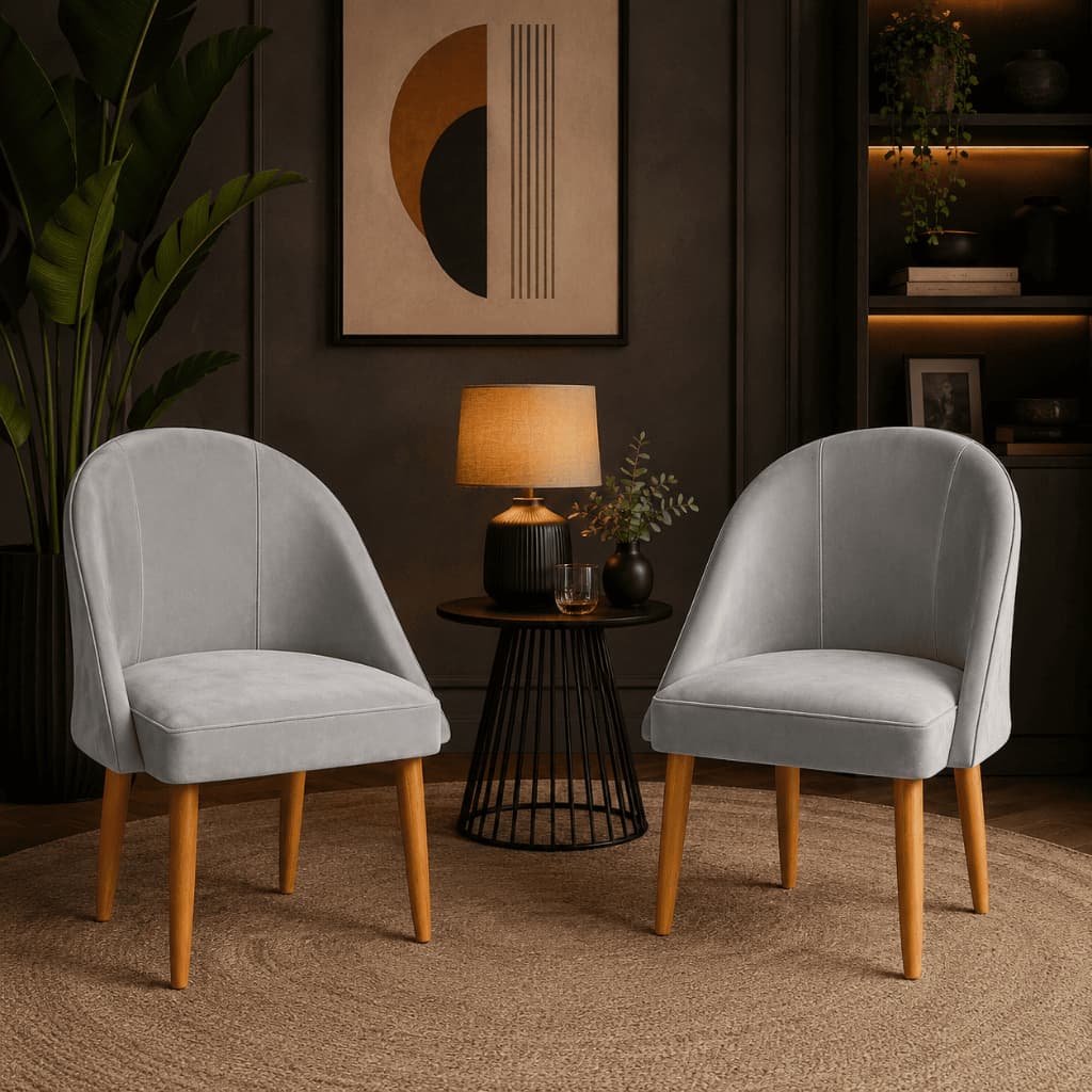 Kit 2 Poltronas Lua Decorativas Veludo Pé Palito Madeira Poltrona Sala Estar Quarto Recepção