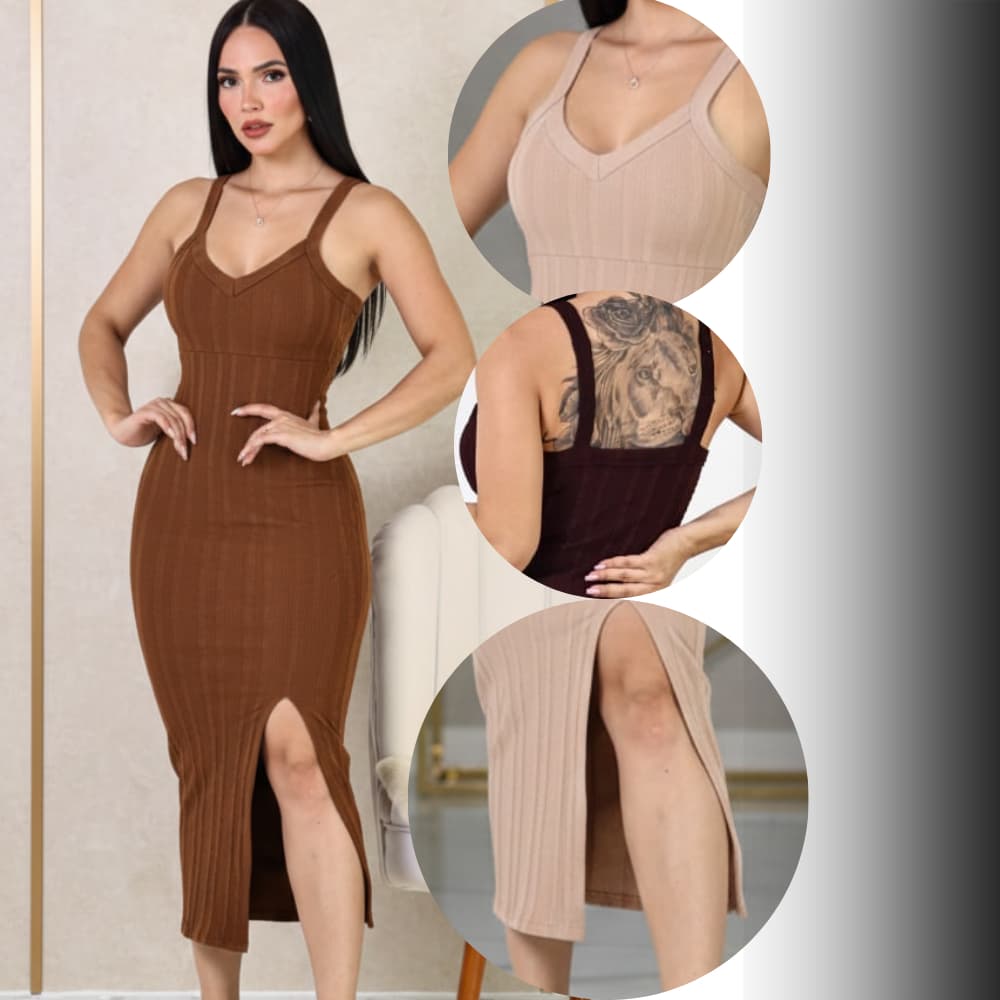 VESTIDO LONGO FEMENINO EN TECIDO ALHA