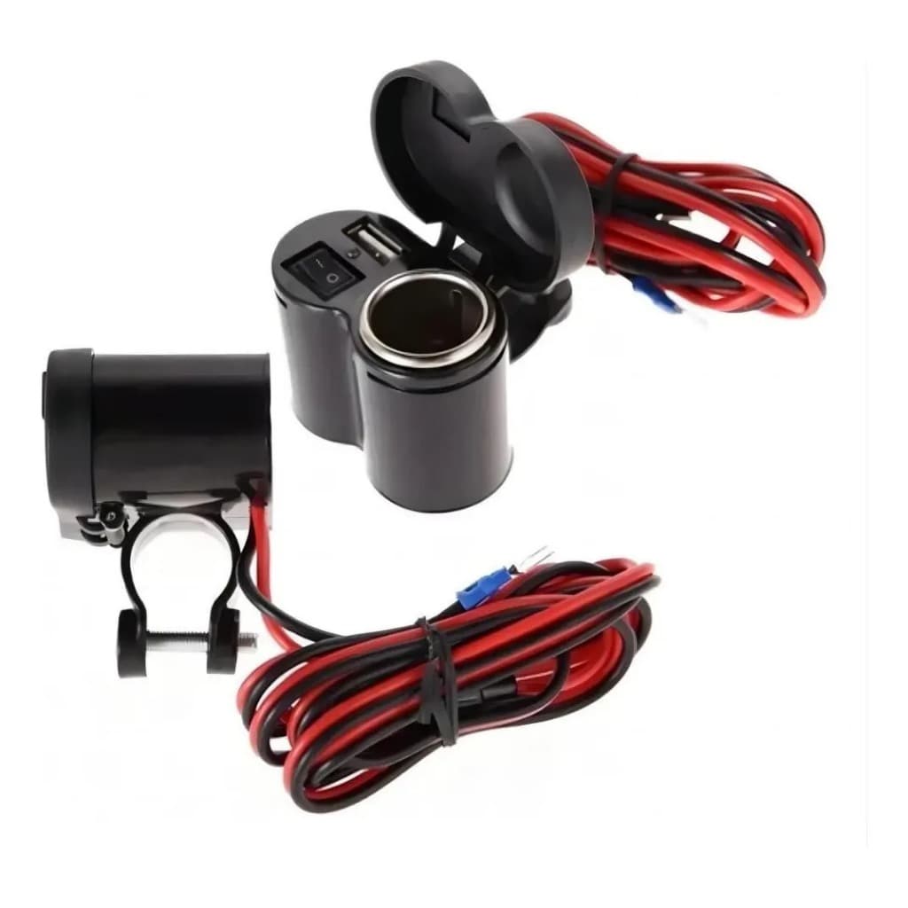 Carregador De Celular Usb Para Motos Tomada 2 em 1 Usb e Acendedor Guidão