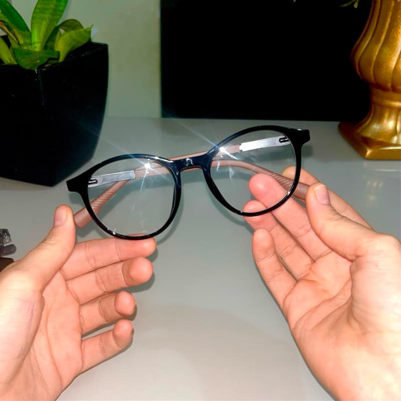 ARMACAO DE OCULOS REDONDO MASCULINO TR90 PARA GRAU HASTE FLEXIVEL