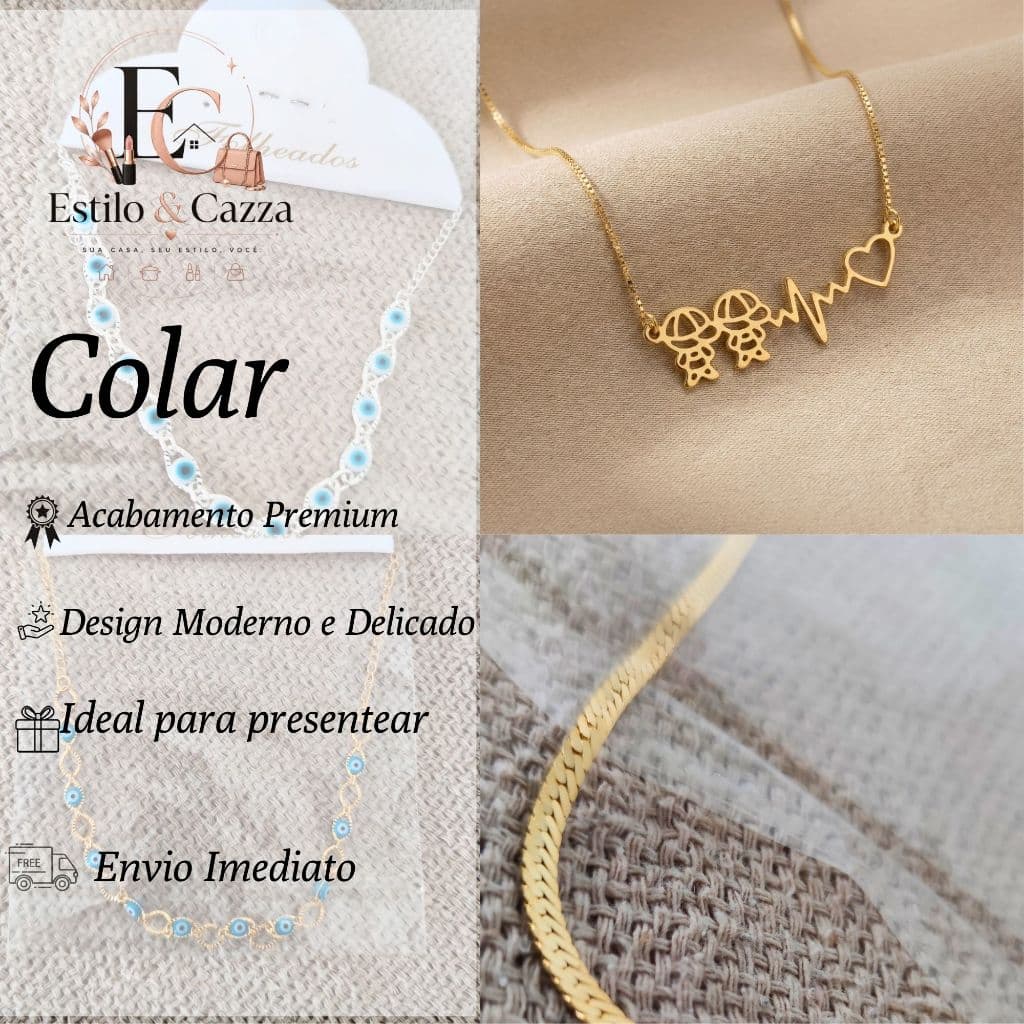 Colar Feminino Folheado