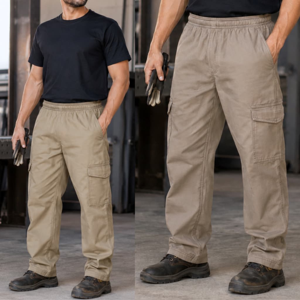 Calça Cargo Masculina 5 Bolsos Trabalho Sarja Elástico Trabalho Casual Dia a Dia Confortável