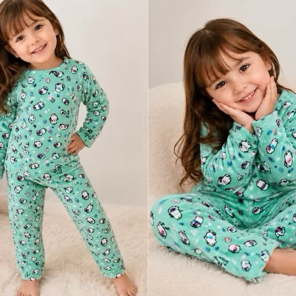 Conjunto infantil menina pijama soft premium aleatorio envio rápido