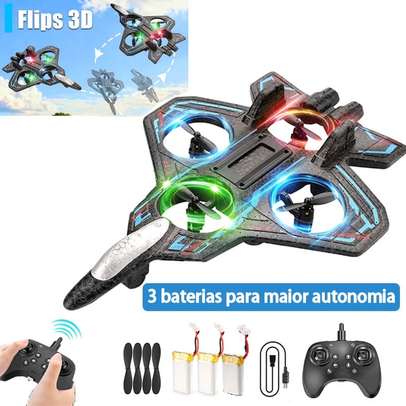 Avião Drone Combat Aircraft Controle Remoto 2.4ghz 4Motores