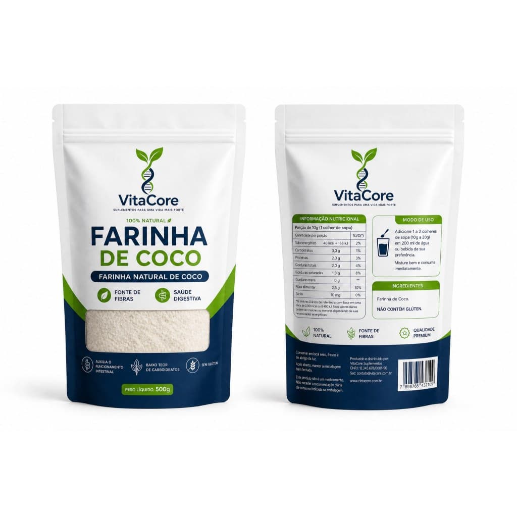 Farinha De Coco Branca 100% Pura  - 500g Envio Imediato