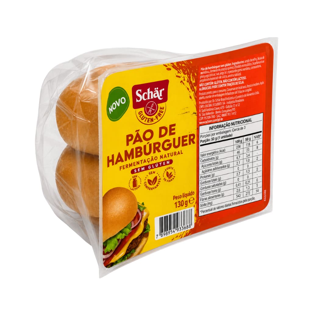 🍔 Pão de Hambúrguer Sem Glúten Schär 130g Vegano 2 Unidades