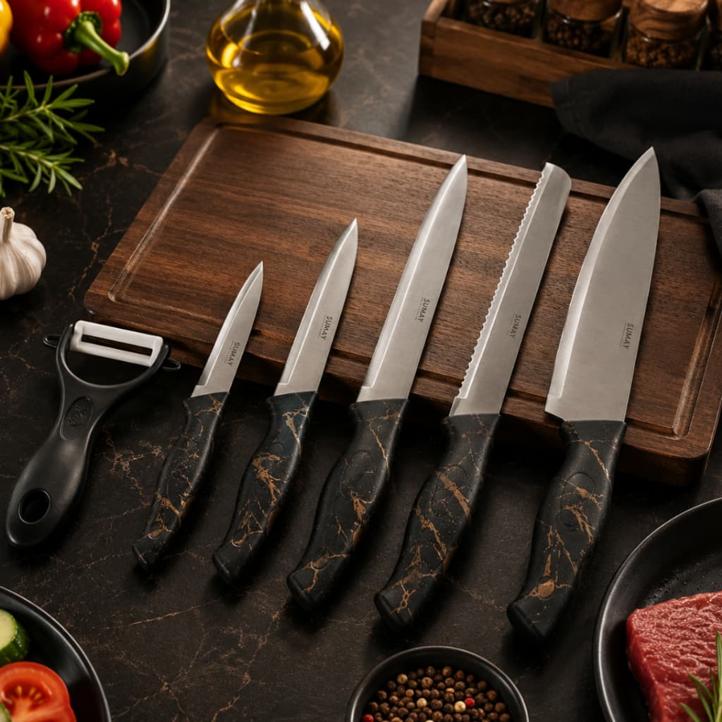 Jogo de Facas Conjunto Faqueiro Sharp 6 peças SM-FS6 Design Elegante e Qualidade Superior para Suas Refeições