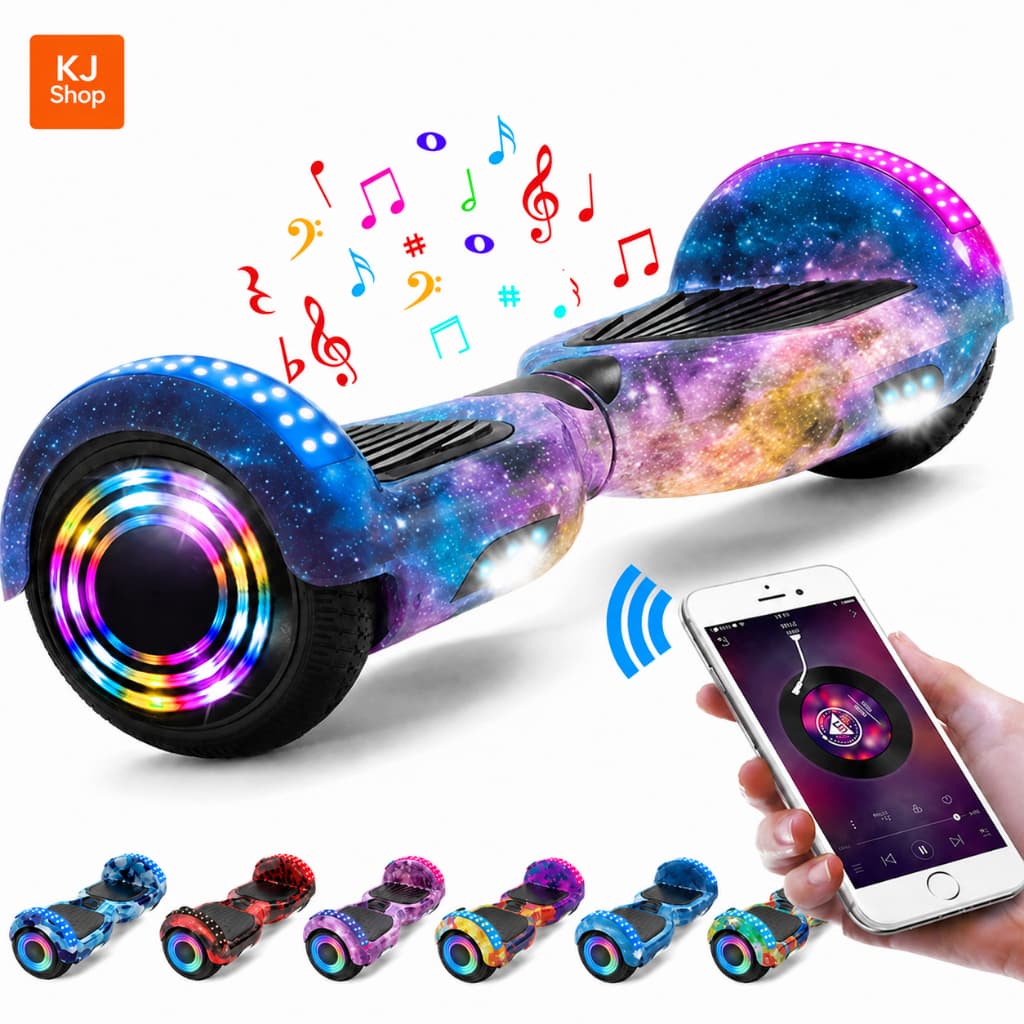 Hoverboard LED Infantil 6,5/8" com Música Bluetooth Iluminação e Motor de 600W Brinquedos de Menino Patinete Eletrico