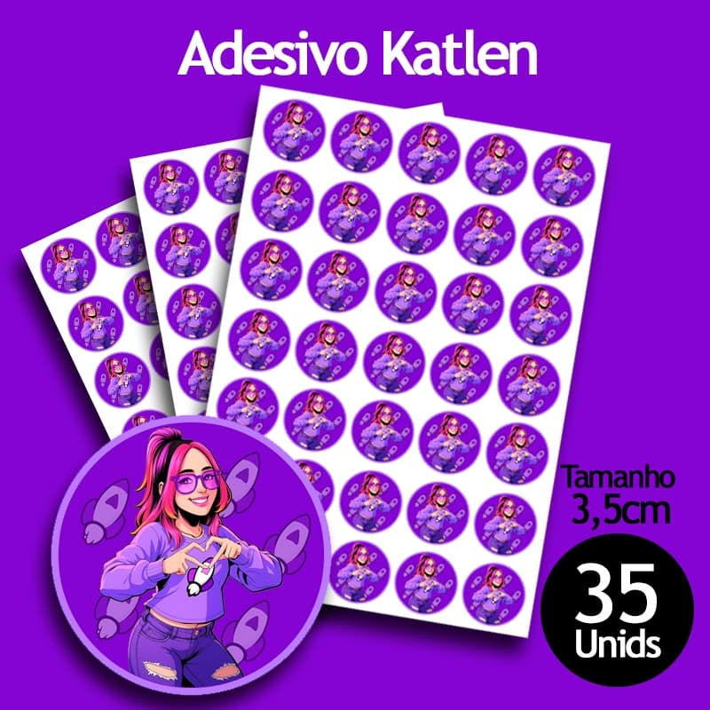 Adesivos Katlen Dos Rosa 35 Peças Diversos Modelos para Caderno, Festa e Lembrancinhas