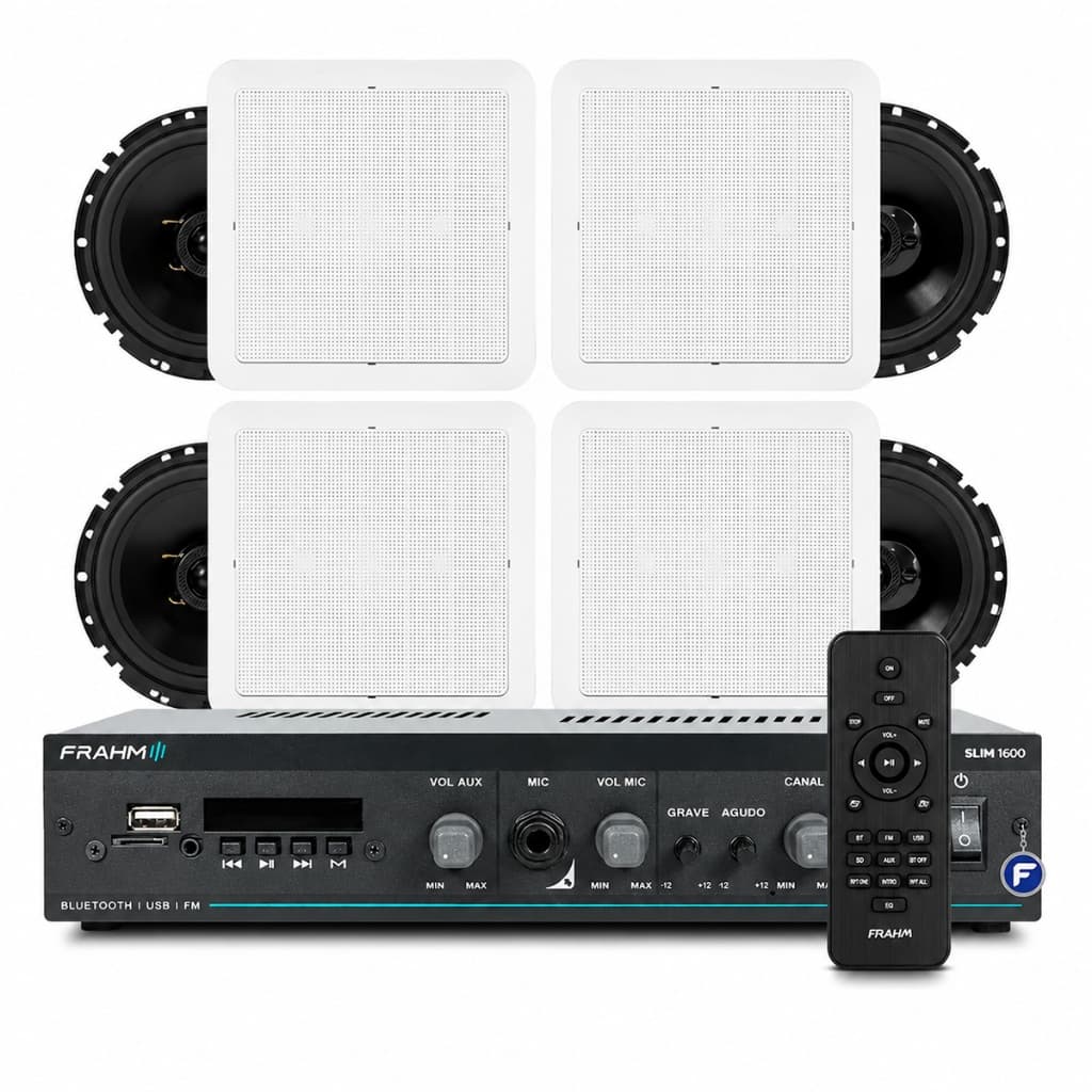 Kit Som Ambiente Teto Gesso Embutir Frahm + 4 Arandelas Jbl