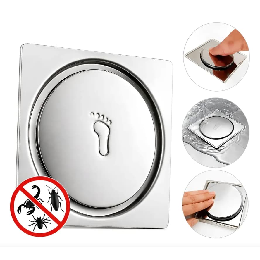 Ralo Click Pop Up Inox Inteligente 10x10 15x15 Oculto Invisível Anti Odor Banheiro Cozinha