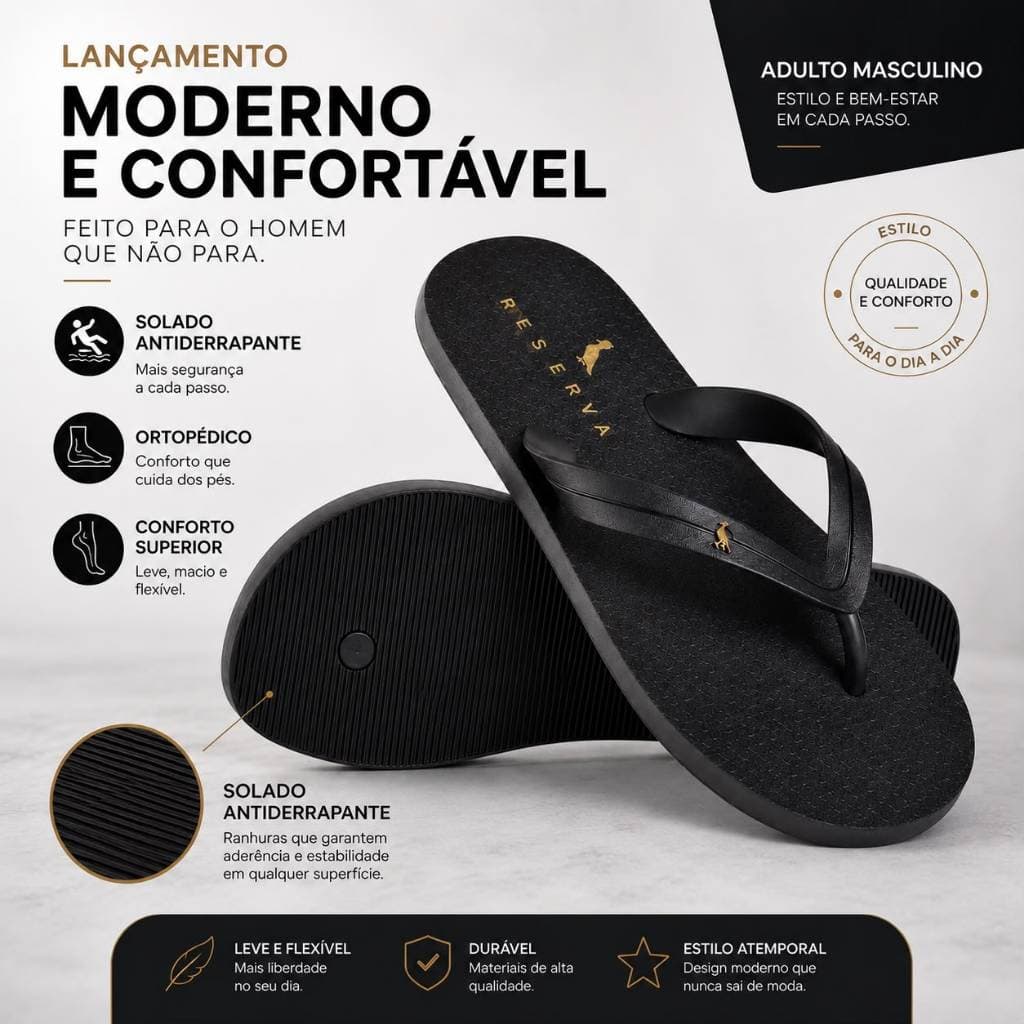 Chinelo Masculino de Dedo Hav RSV Sandália Antiderrapante Nuvem Solado Macio e Leve Dia a Dia Barato