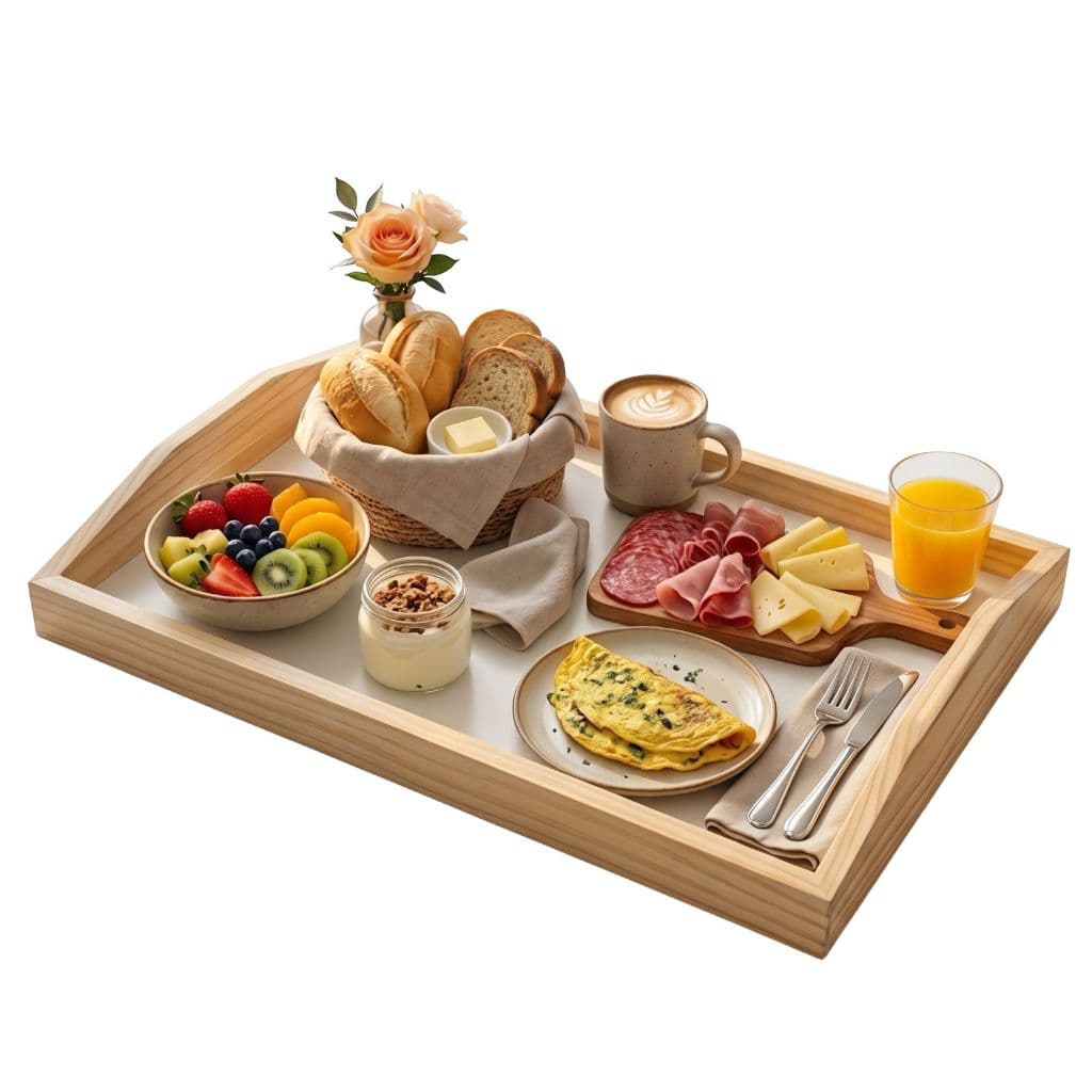 Mesa De Café Da Manhã Bandeja Retangular Madeira