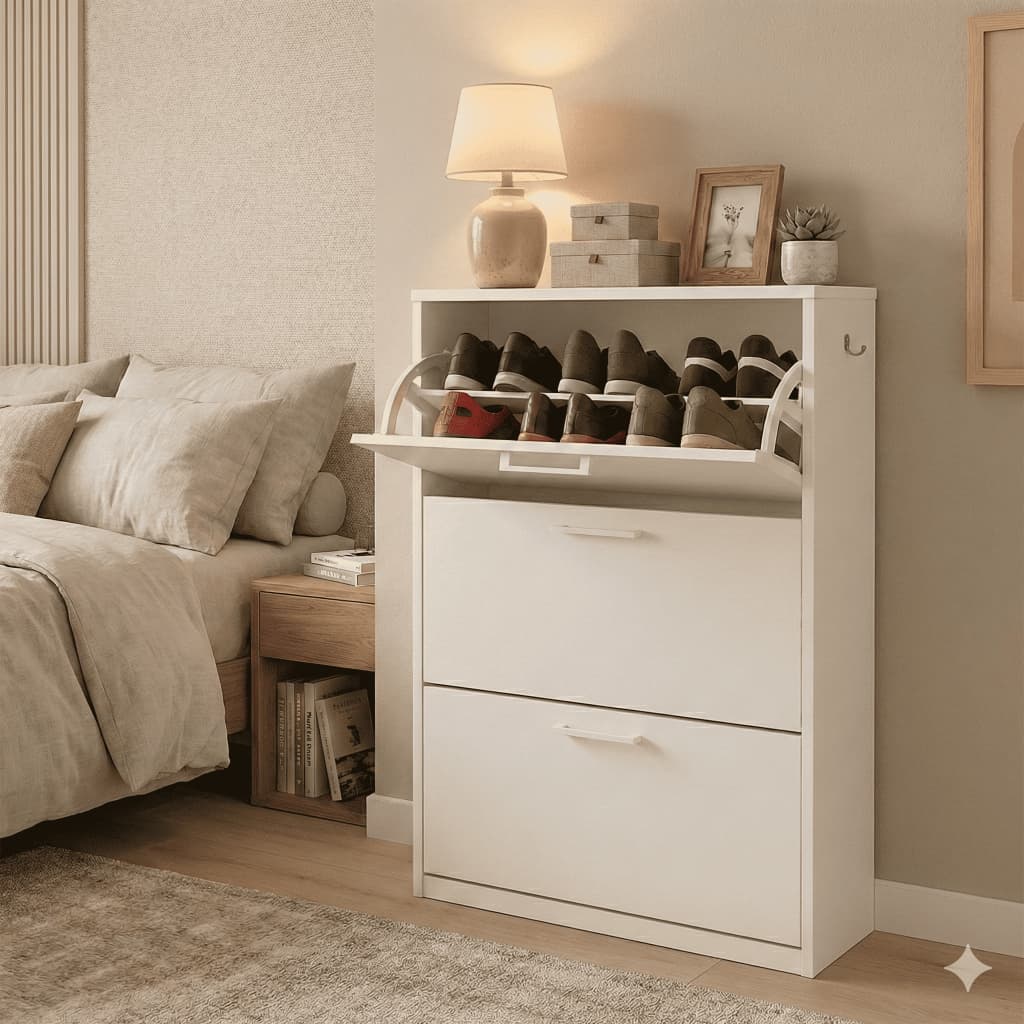 Sapateira de Quarto Vertical Articulada Slim para Hall de Entrada Móveis Bonatto