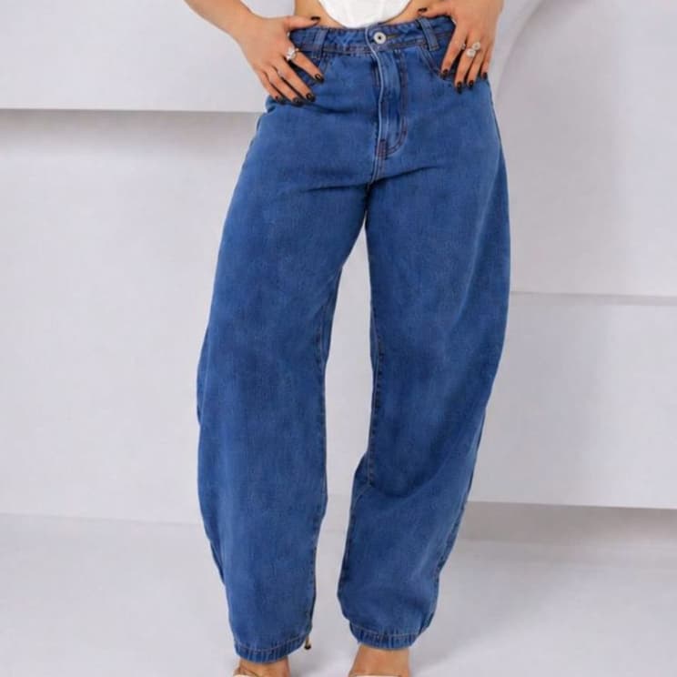 Calça Jeans Barrel Cintura Alta Feminina
