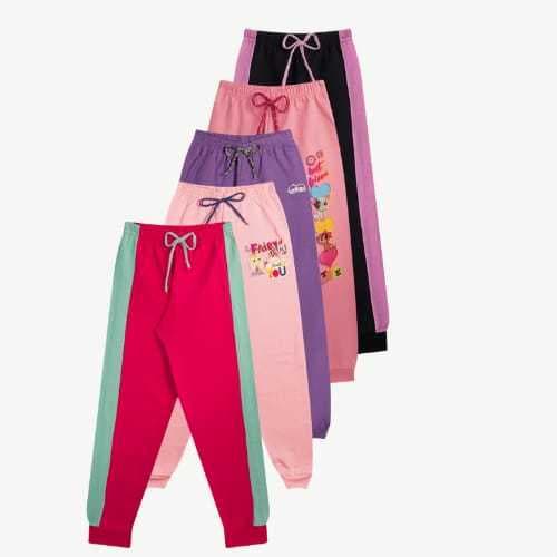 Kit 5 Calças Moletom Infantil Feminina - Calça Moletom Menina - Lote Calça Moletom Infantil