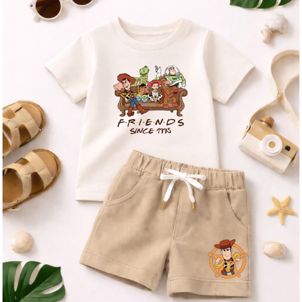 Conjunto Infantil Juvenil - Para meninos Estilosos -  Verão - Conjunto Toy -  Estampa divertida -  Camiseta em Algodão