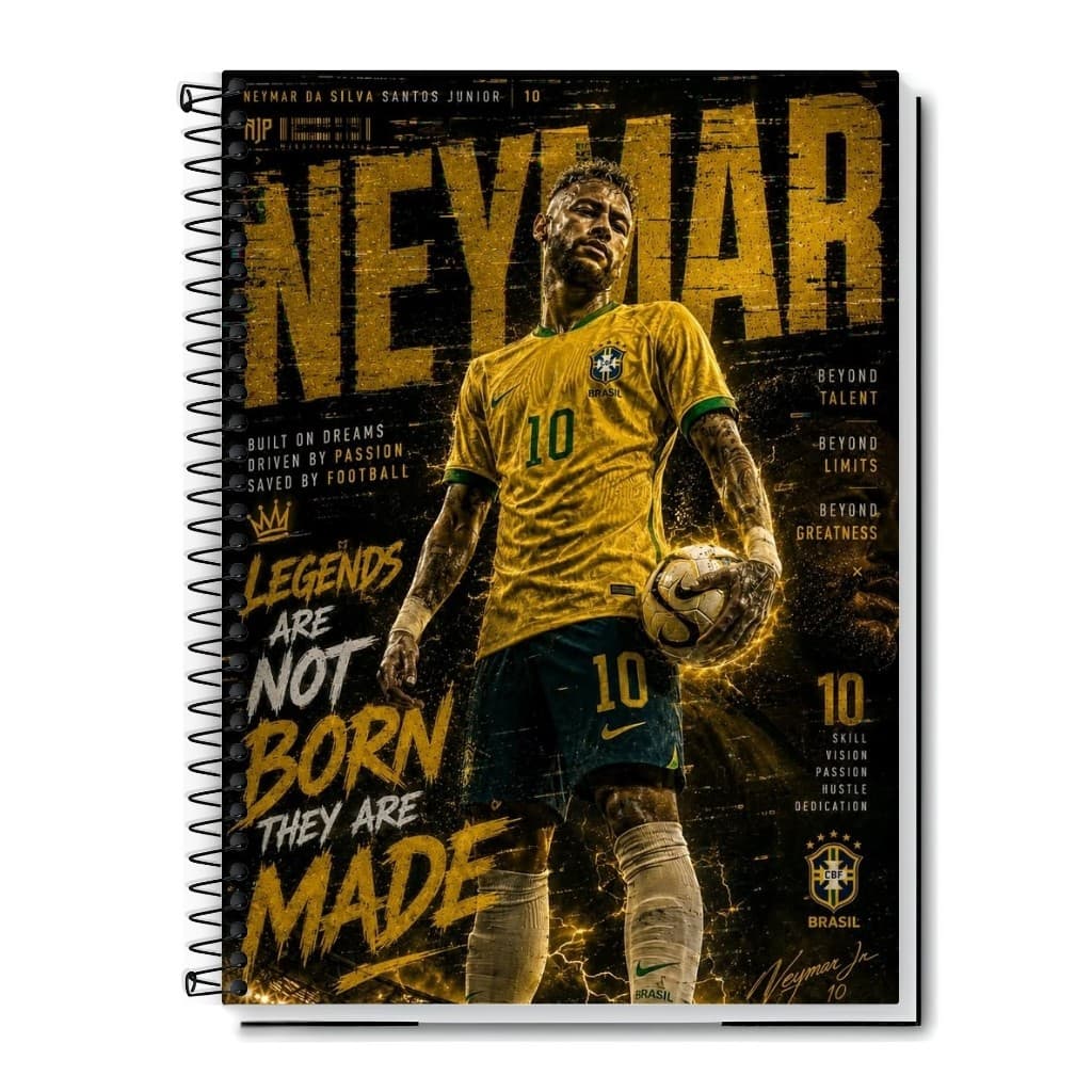 Caderno Neymar Brasil Futebol Capa Dura 1 10 15 e 20 Matérias Universitário