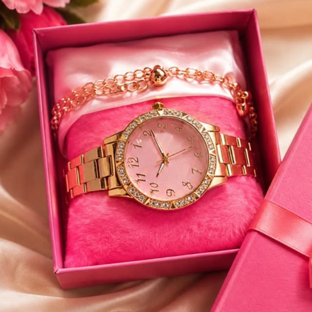 Kit Relógio Feminino com Pulseira Delicada | Analógico | Presente Elegante