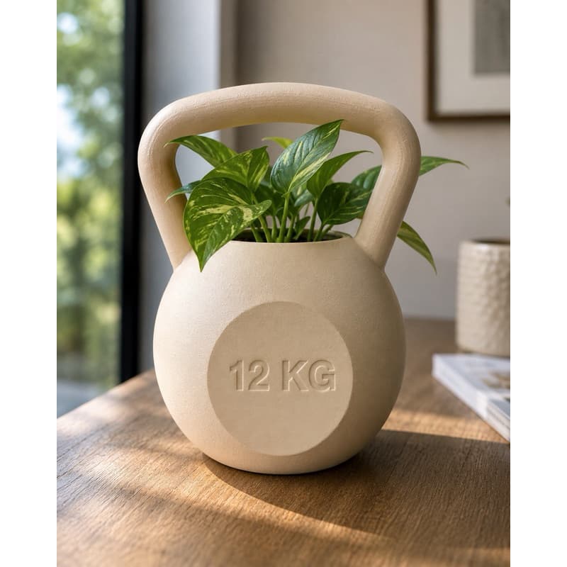 Vaso Kettlebell 12KG Decorativo - Bege
