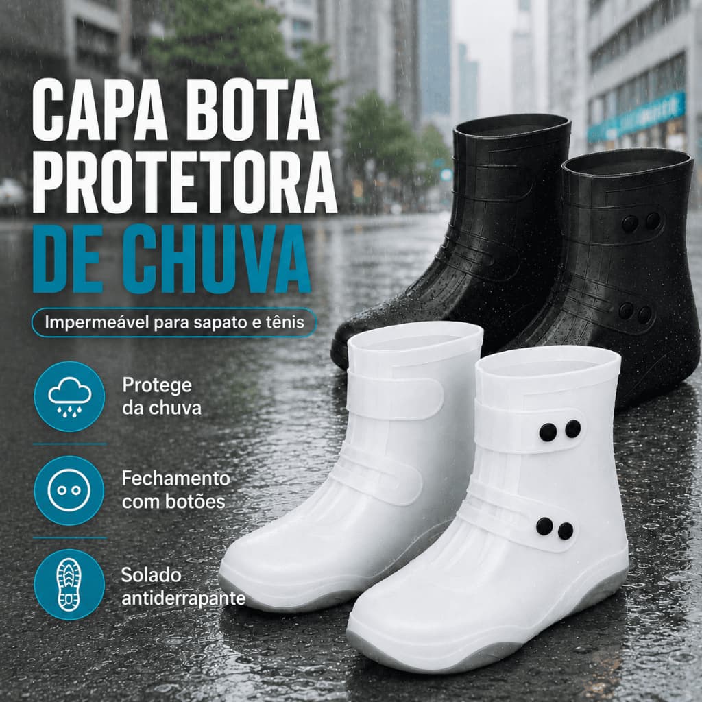Capa Bota Protetora Chuva Impermeável Para Sapato Antiderrapante