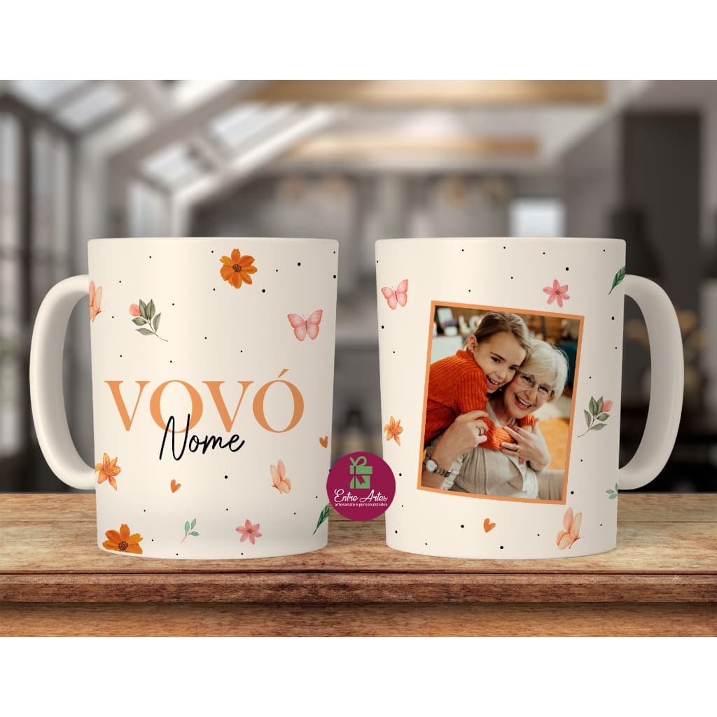 Caneca vovo com nome e foto personalizada presente avós vovô avó vovó avô dia dos avós