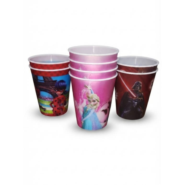 Copo Plástico Infantil Lenticular Personagens  - Copos Infantil Desenhos - Copos Frozen Disney, Star Wars, Miraculous