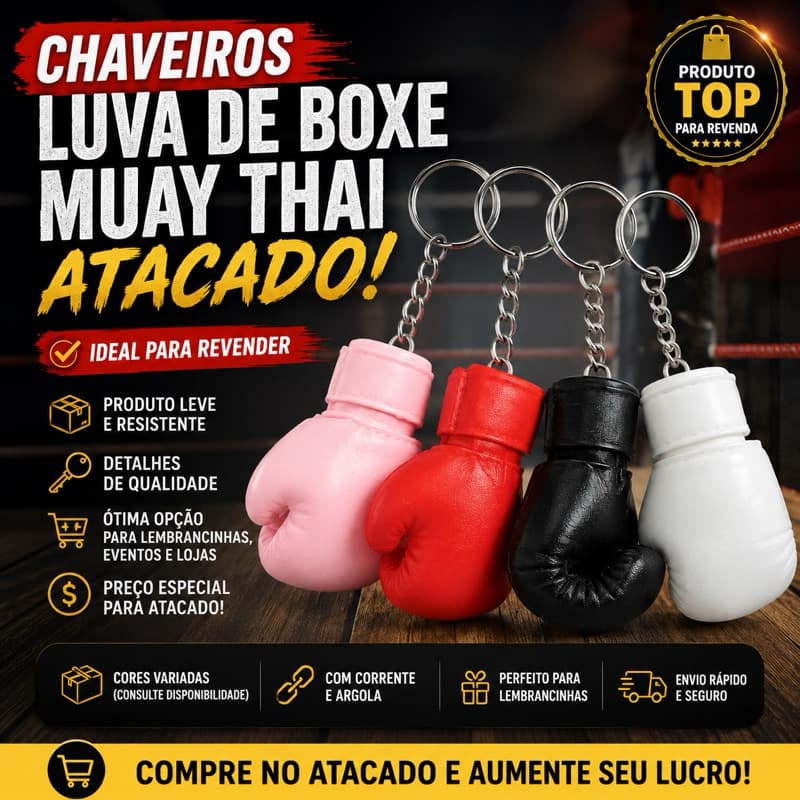 Chaveiro Luva de Boxe Muay Thai 6cm Atacado Lembrancinha Academia Personalizado Presente Esportivo