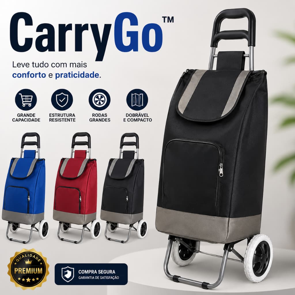 🛒 Carrinho De Feira Dobrável Com Bolsa Reforçada Impermeável - Cores Sortido