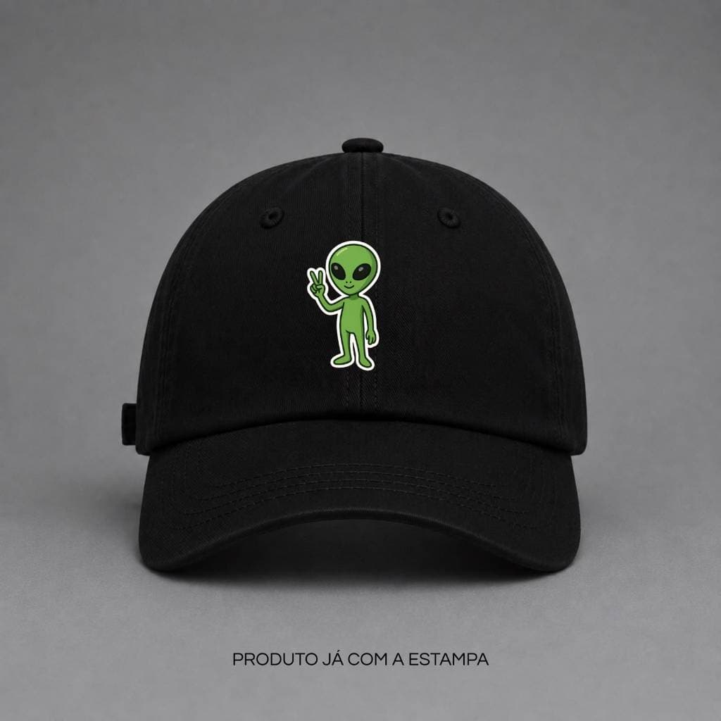 Boné Aba Curva Alienígena Verde – Boné Unissex Ajustável com Estampa Divertida Geek e Space