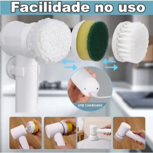 Escova Eletrica P/ Limpeza De Louça Azulezos Banheiros 5em1