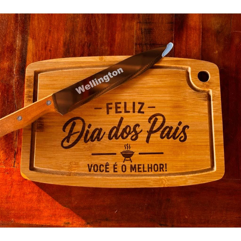 Tábua de Churrasco Personalizada Dia dos Pais com Nome | Gravação a Laser | Presente para Pai