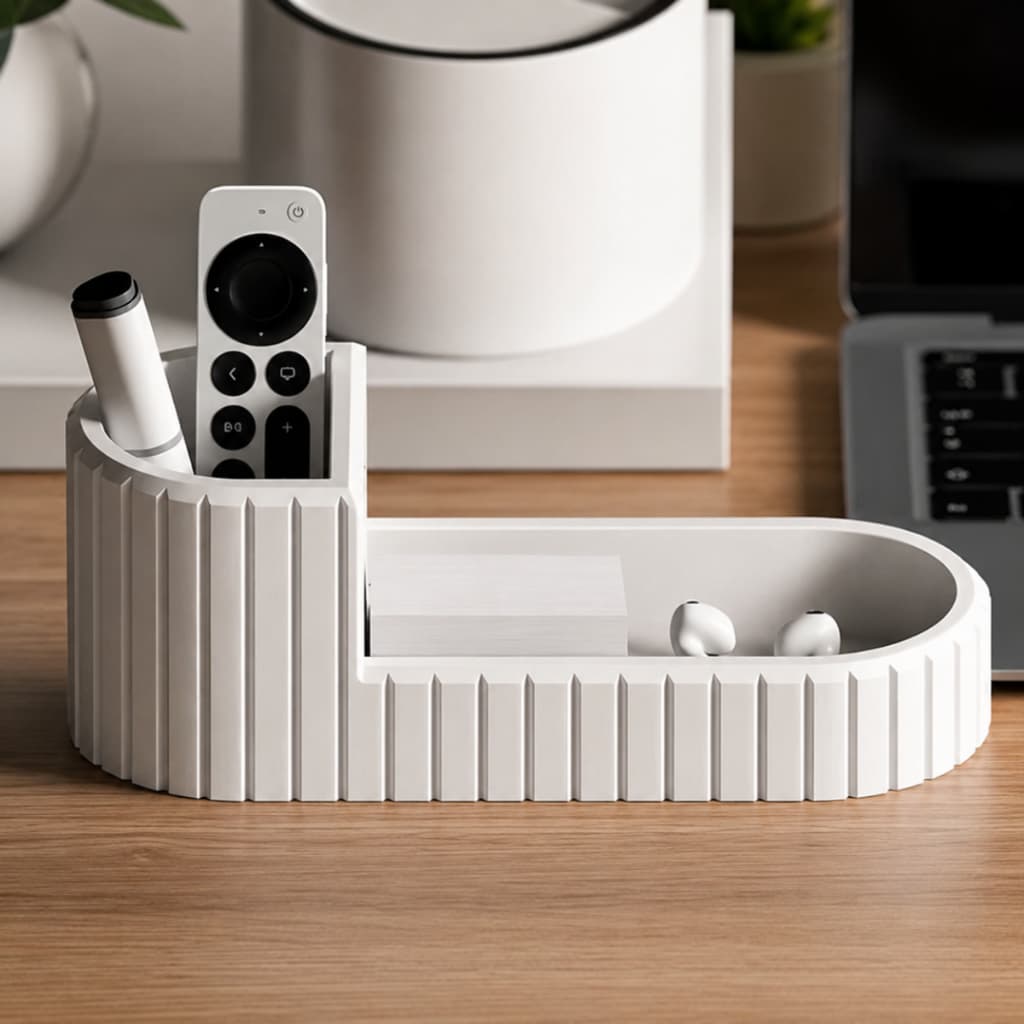 Organizador de Mesa Ripado Multiuso com Compartimentos para Canetas Controles Chaves Fones Escritório Home Office